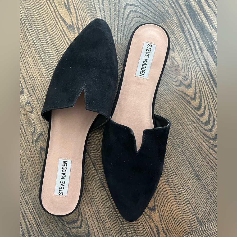 Steve Madden black suede mules